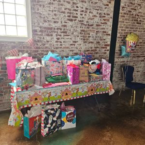birthday present table for the birthday girl