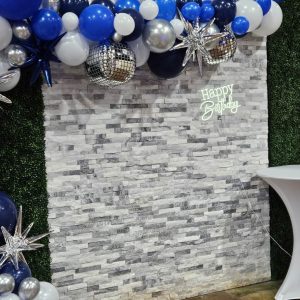 elegant blue and grey theme for a birthday